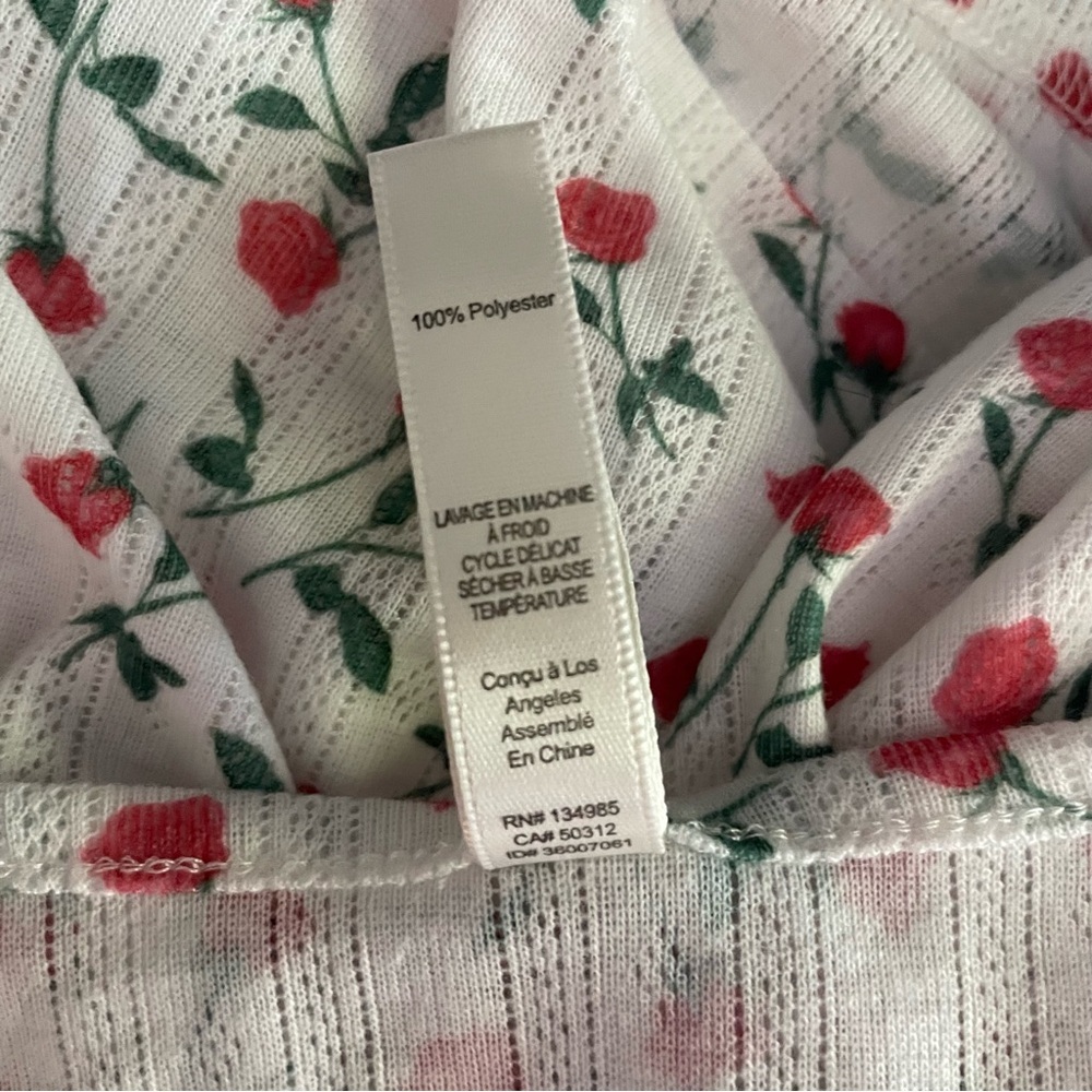 New! For Love & Lemons pointelle roses floral print white PJ top 26672 - Picture 8 of 9